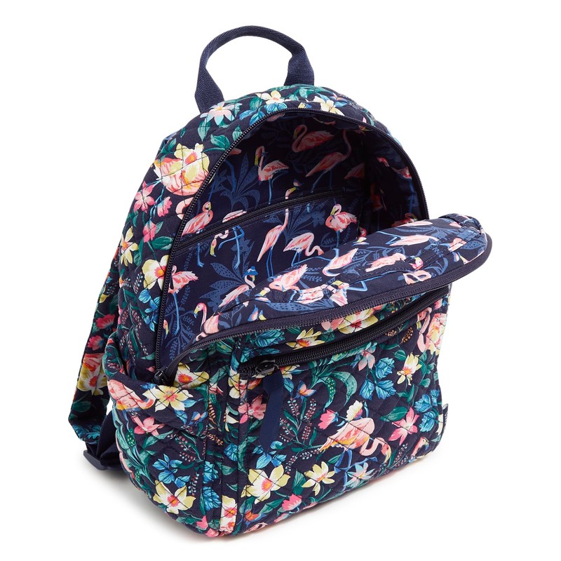 Vera Bradley Women's Cotton Small Backpack, Flamingo Garden, One Size
