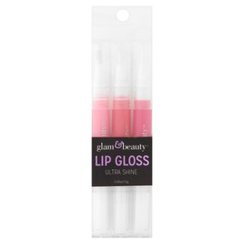 Glam & Beauty Ultra Shine Lip Gloss, 0.05 oz, 3 count (Hot Pink)