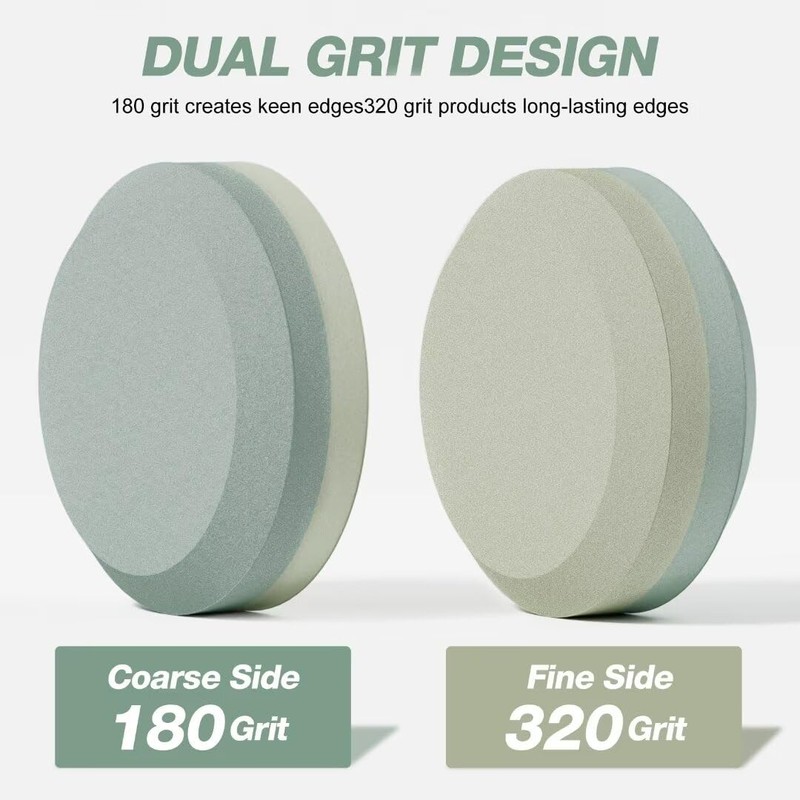 Double axis octagonal sharpening stone with a grit of 180/320,