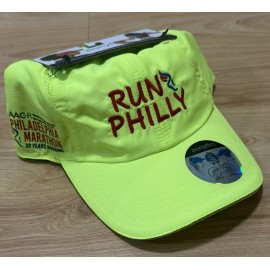 Ponyflo NWT NEW PONYFLO LIGHTWEIGHT NEON YELLOW RUN PHILLY PHILADELPHIA MARATHON HAT CAP