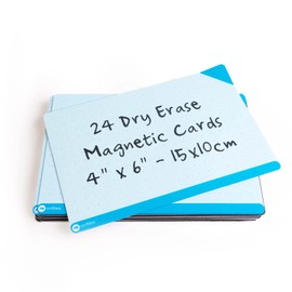 Rewrities Notes - 24 Dry Erase Magnetic Cards for Tasks, Planning, Projects, Scrum, Kanban, Organisation - Reusable Notes for Whiteboard - 10 x 15 cm - Blue