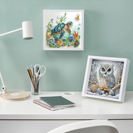 AREOPNMG 6 Pack Animals Diamond Painting Kits for Adults Beginners,5D Owl Horse Special Shape Diamond Art,DIY Turtle Bird Diamond Dot Gem Art Kits, Home Wall Decor 12x12Inch