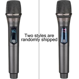 Wireless Microphone, Rechargeable Fixed Frequency Wireless Dual Microphone,Handheld Dynamic mic,Karaoke Singing, Weddings DJ,Party, Church, Classroom use, 200 feet, Gray.(2 Versions Randomly Shipped)