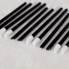 FELICIA 100pcs Micro Cotton Sticks Microfiber Brush Eyelash Applicator Disposable Lip Brush Peach Experma