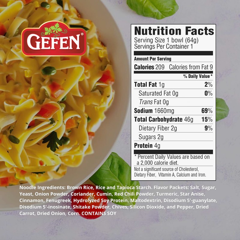 Gefen Brown Rice Gluten Free Instant Noodle Soup, Vegetable Flavor