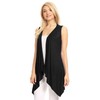 MBJ WSK1071 Womens Lightweight Sleeveless Draped Open Cardigan S Black