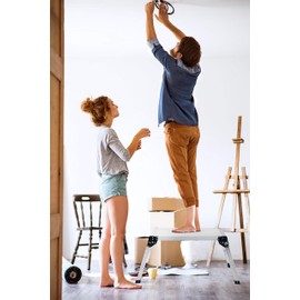 LEADALLWAY Work Platform Aluminum 30"x12"x20" Step Ladder Heavy Duty Foldable Aluminum Platform 330 Lbs Capacity