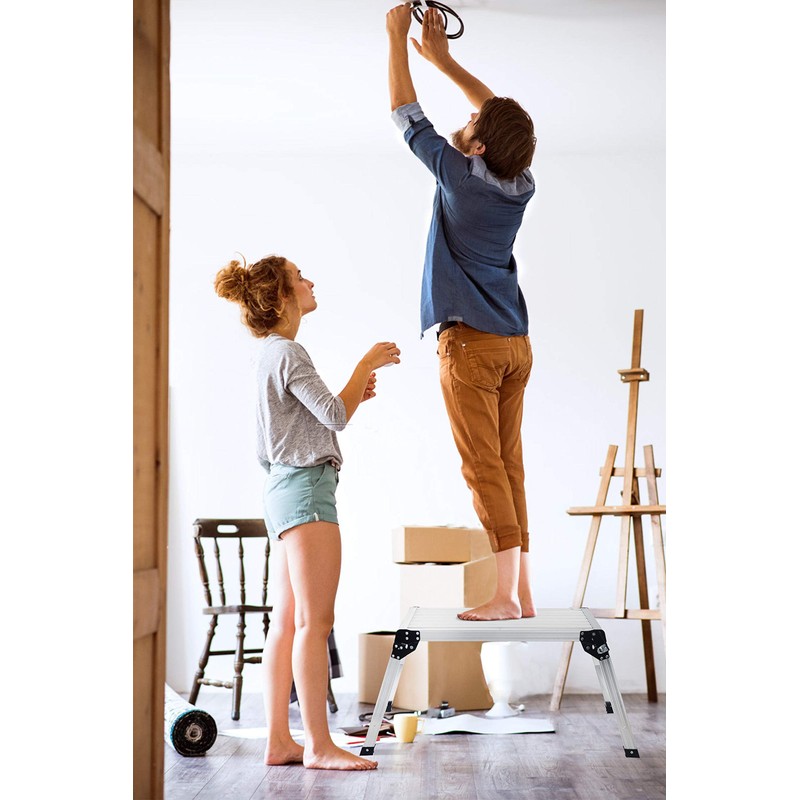 LEADALLWAY Work Platform Aluminum 30"x12"x20" Step Ladder Heavy Duty Foldable