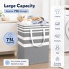 Collapsible Laundry Hamper Bag with Wooden Handles – 75L/20Gal Large