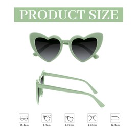 Bouiexye 1 Pack White 5 Pack Sage Green Heart Shaped Sunglasses Bachelorette Vintage Heart Glasses for Women Wedding Bridal Party Decorations