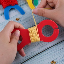 TOPINCN Large Yarn Bobbins Spool, 50Pcs Colourful Large Yarn Bobbins Spools Cross Stitch Bobbin Organizer Thread Knitting Sewing Crochet Weave Winder Tool for Knitting Sewing