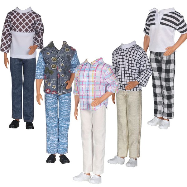 Tanosy Lot 10 Items Doll Clothes Shirt Outfit = 5 PCS Casual Wear Jacket + 5 PCS Pants for 12 inch Boy Friend Doll Children's Day Gift