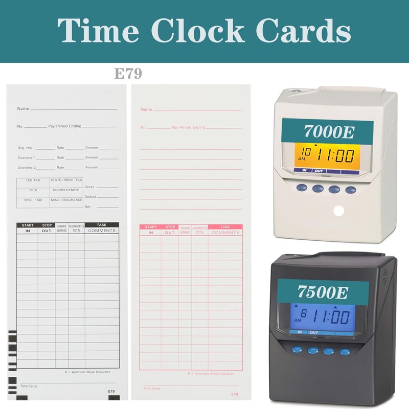 ALGLEA 500PCS Time Cards for Employees, 2 Sided Time Sheets,