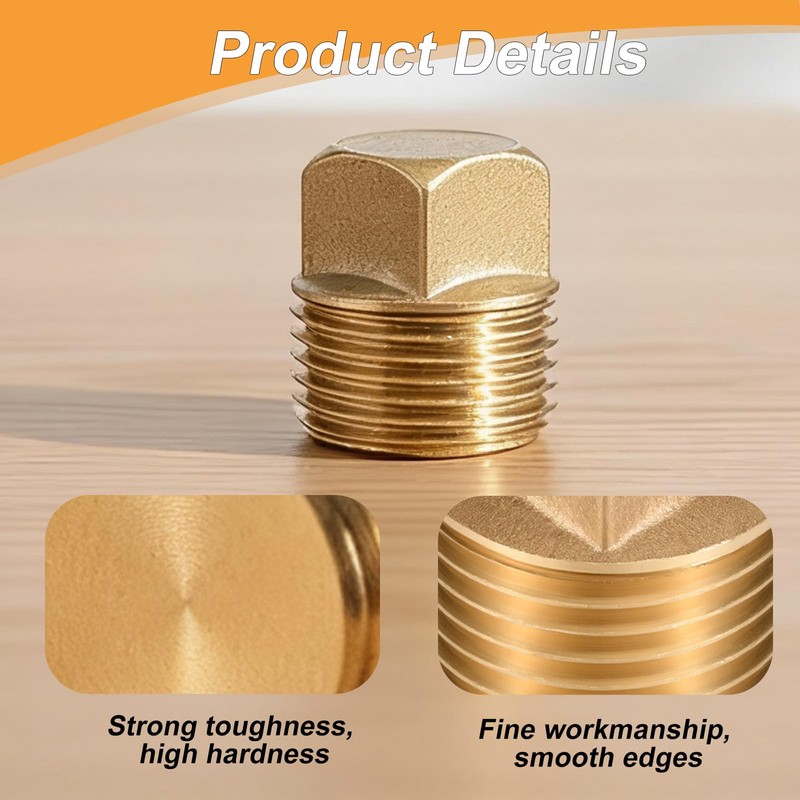 1/2 Inch NPT Boat Drain Plugs, 2 Pack Solid Brass
