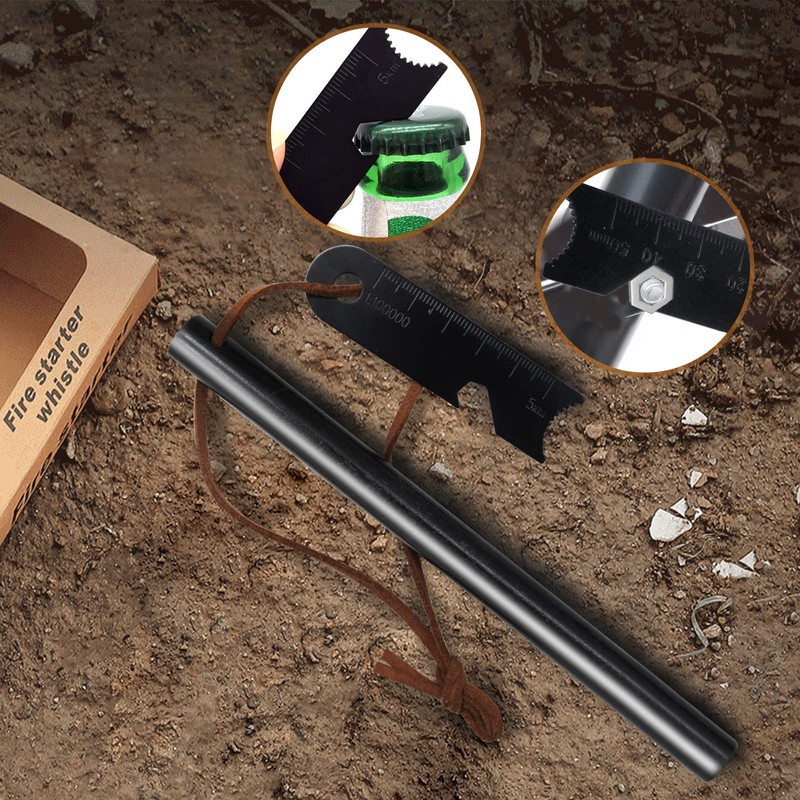 BCHARYA Fire Starter Survival Tool, Ferro Rod Kit with Leather