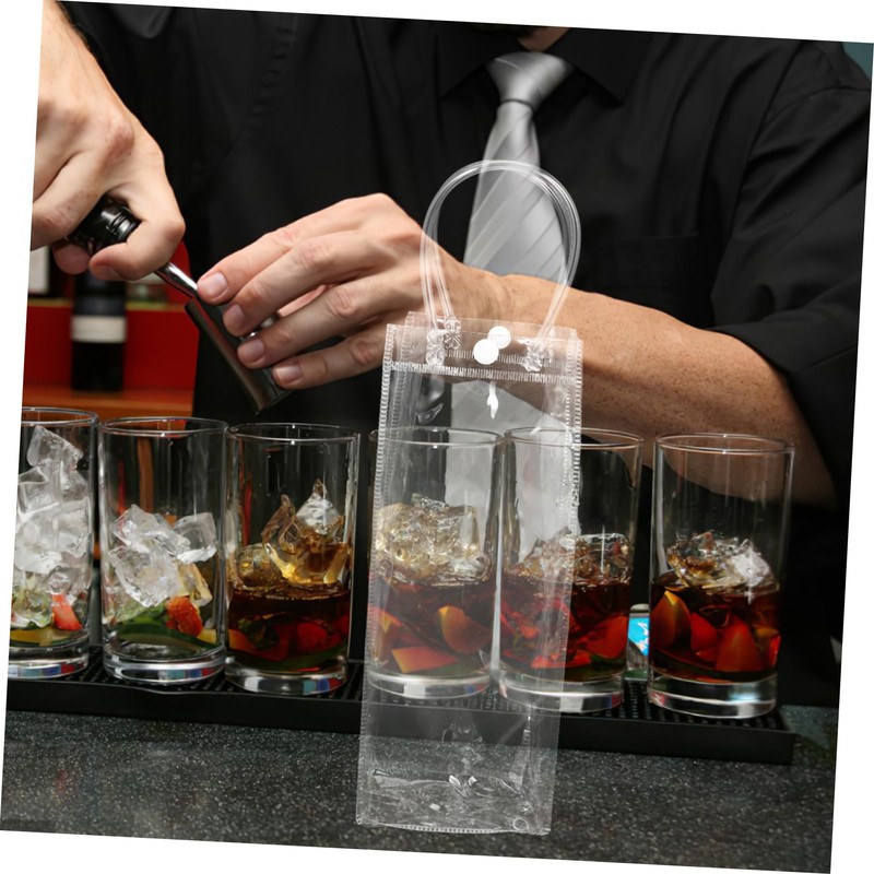LIFKOME 5 Pcs Portable Ice Wine Bags Reusable PVC Beverage