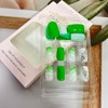 Green Press on Nail Short Square Artificial Acrylic Nails White