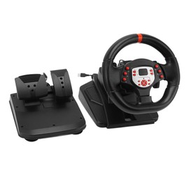 TOPINCN Driving Force Racing Wheel con Pedal 180 Grados Paddle Shifter Vibración 5 en 1 Driving Force Racing Wheel PC Volante para Red Stripe [Video  