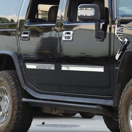 Body Side Door Molding Trim, Stainless Body Molding Insert Trim Kit Fit for Hummer H2 2003-2009, Car Door Protector Kit, 4PCS (Convex Style)