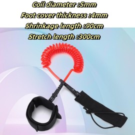 Jindizi Surfboard Leash, SUP Leash Stand Up Paddle Board Leg Rope Surfing Ankle Leash 10 ft TPU Safe for Paddleboard, Shortboard, Longboard（red）