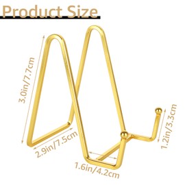 YAYODS 8PCS Plate Holder Easel Display Stand, 4 Inch Metal Plate Stands for Display, Gold Book Stands for Photo, Picture, Decorative Plates, Tabletop Art