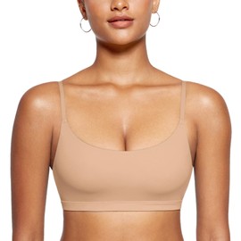 INLYRIC Women's Inbarely Bralettes Cami Bras No Underwire Wireless Seamless Unlined Comfort Sports Bra Warm Beige Large