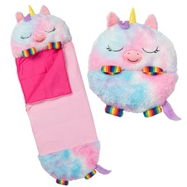 Happy Nappers: Pillow & Sleepy Sack: Medium - Rainbow Unicorn - 54 x 20, Plush Animal Character, 2-in-1 Pillow Sleeping Bag, Play, Kids Ages 3+