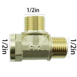 TAODAN Brass Pipe Fitting 3 Way NPT 1/2 Inch Hose Fitting Tee Fitting Pipe Connector for Pipe Connection Compressed Air Hydraulics