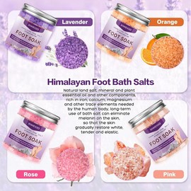 XIWEIOO Tea Tree Oil Foot Soak Stubborn Foot Odor, Athletes Lavender Foot Soak with Pure Epsom Salt Soak Pedicure Salt Athletes Foot & Stubborn Foot Bath Salt Softens Calluses & Soothes Foot Care spa\u2026 - Color: Himalayan Pink Salt 6 Set