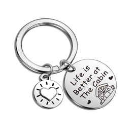 ASANHAO Rustic House Keychain - Cabin Owner's Jewelry, Lake Life Accessory, New Homeowner Gift, Cottage County Keepsake, Camper Keychain - Housewarming Present