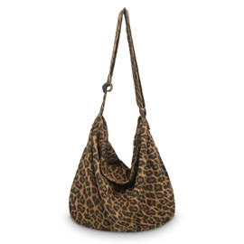 X SIM FITNESSX Leopard Shoulder Bag Shopper Shoulder Bag Macchiato Shoulder Bag Cavans Large Bag with Zip, Leopard Brown, L