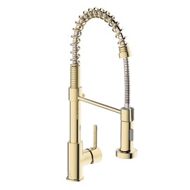 Casavilla Kitchen Faucet, Commercial Kitchen Sink Faucets with Pull Down Sprayer, Stainless Steel Faucets for Kitchen Sinks, Dual Function Spray Head, Single Handle Spring Kitchen Faucets -Gold