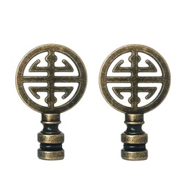 GY & CK® Lamp finials Oriental lampshade finial knob Happiness Symbol lamp shade Decoration Finial Top Lamp Parts, Set of 2 (Antique Brass)