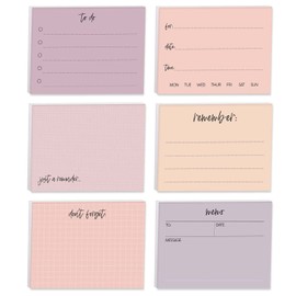 Feminine Reminder Fill in Sticky Note Pads / 4" x 3" Pink Purple Sticky Notes/Set of 6 Pads / 50 Sheets Per Pad/Trendy Gift Idea/Made in The USA
