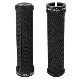 WFS World Map MTB Lock-on Grips – Single Clamp Ergonomic Anti-Slip Mountain Bike Handlebar Grips – Comfort Vibration Dampening for Trail, Enduro, Downhill – Black