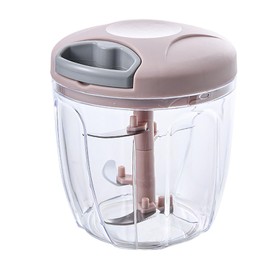 smallru Manual Garlic Press and Vegetable Cutter - Multi-purpose Garlic Mincer, Nut Crusher, Hand Food Slicer, and Pull String Veggie Dicer for Efficient Kitchen Prep (pink, big), WY0019