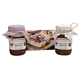 The Dutch Kettle Amish Homestyle Caramel Pecan Apple Butter All Natural Spread No Added Sugar Non-GMO 2/18 Oz Jars With Craft Fabric Toppers