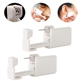 N-A Ear Piercing Gun, Disposable Sterile Ear Piercing Gun Safety Self Ear Piercing Gun Kit Ear Stud Gun with Cotton Pad for Piercing Kit, Piercing Tool and Piercing Supplies (#5, Silver)