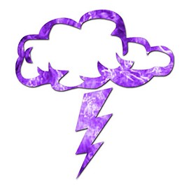 Storm Cloud Lightning Bolt - Vinyl Decal Sticker - 3.75" x 4" - Purple Flames