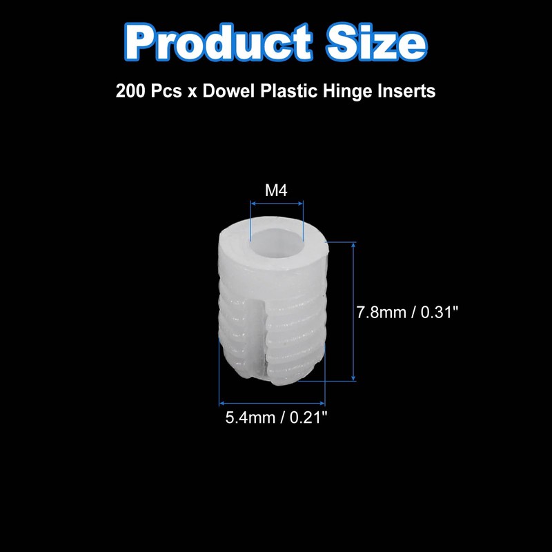 sourcing map 200Pcs 0.21"x0.31" Hinge Dowels, Plastic Dowel Insert for