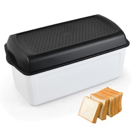 Focenat Bread Bin with Practical Box Divider, Bread Box with Lid, BPA-Free, Bread Storage Box, Bread Storage, Bread Boxes, Bread Storage for Long and Fresh (33 x 17 x 15 cm)