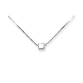 Very Tiny Delicate and Dainty Sterling Silver Cube Choker Necklace, Cube Layering Necklace for Women, Dainty Minimalist Necklace, 15 inches plus 2 inch extender
