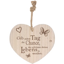 Spruchreif Wooden Heart with Engraving Shabby Chic Decoration Wall Decoration Heart Door Decoration Gift for Housewarming