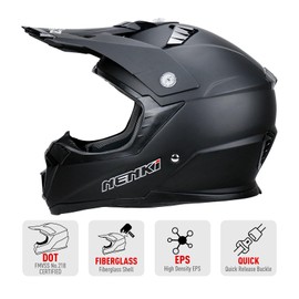 NENKI Dirt Bike Helmet Adult Motocross Helmet Lightweight Fiberglass Shell Off Road MX ATV UTV 4 Wheeler Dirtbike Full Face Motorcycle Helmet DOT Approved (X-Large, Matte Black)