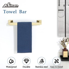 Alise 16-Inch Bathroom Towel Bar Towel Holder Wall Mount with Screws and Superglue,GYT040-G SUS304 Stainless Steel Golden Finish