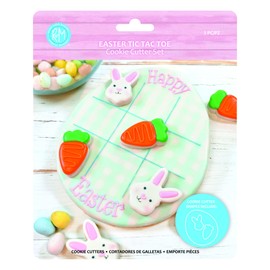 R & M International 5164 Easter Tic Tac Toe Egg, Bunny Rabbit, and Carrot Piece Cookie Cutters 3-Piece Set Silver