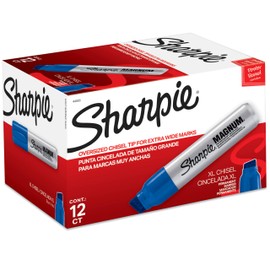 Sharpie Magnum Permanent Marker Oversized Chisel Tip Great for Poster Boards Blue 12 Count