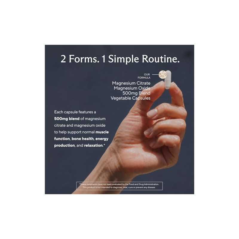 Premium Magnesium Citrate Capsules - Powerful 500mg Magnesium Oxide &