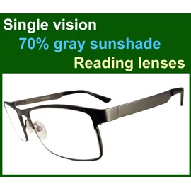 Circleperson Men Photochromic Light-sensible Reading glasses Sun readers spring hinges 55-17 UV protection,gunmetal,+2.75