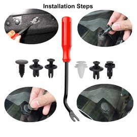 LCOUACEO Car Mounting Clips, Pack of 100 Universal Car Door Trim Mounting Clips, Plastic Clips,Bumpers, Plastic Rivet, 6 Specifications, with Removal Tool,black/white,21 x 14 cm